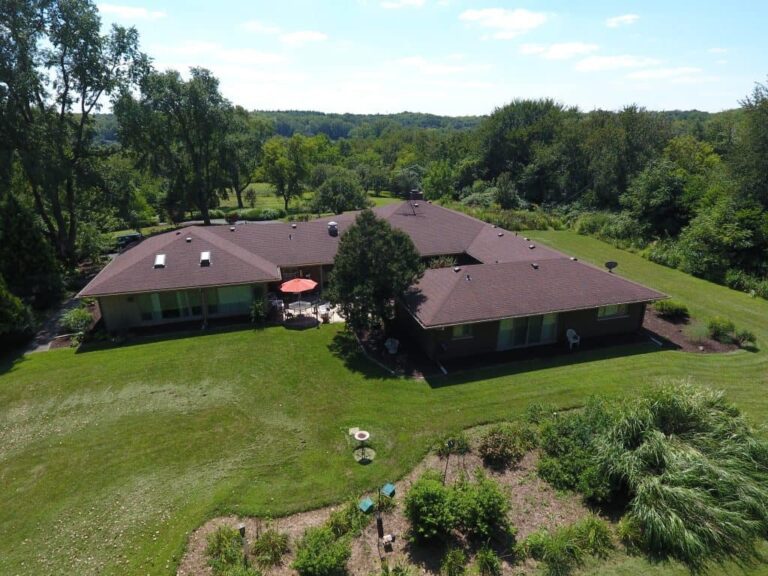 a picture of our crystal lake location taken from a drone