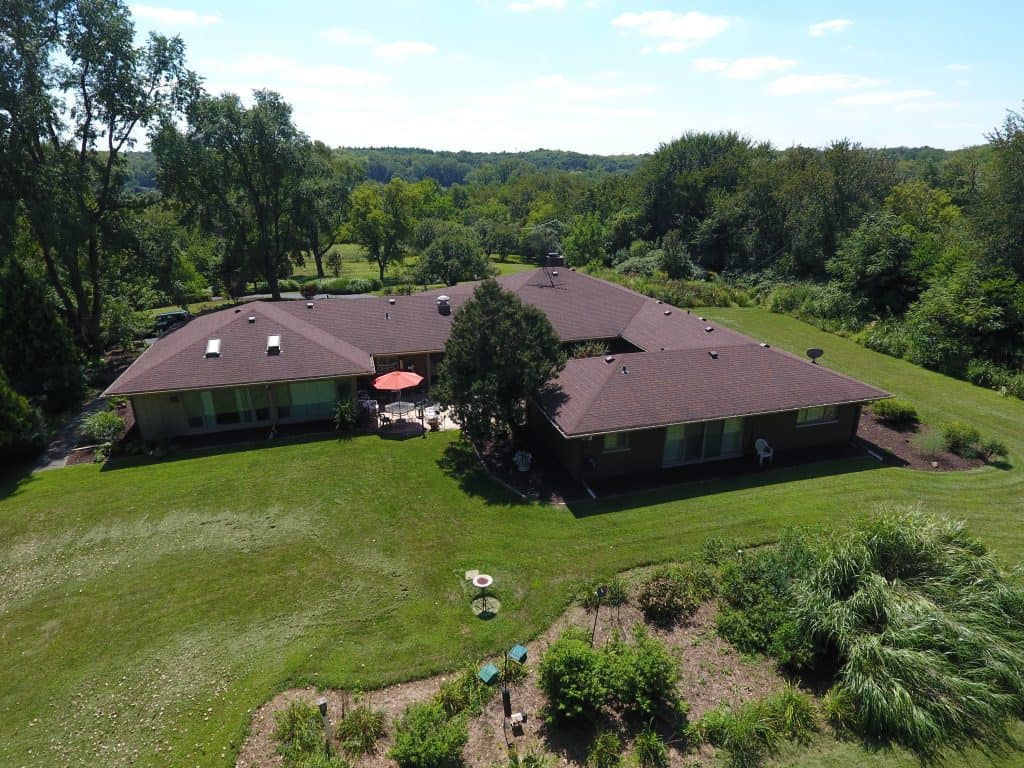 a picture of our crystal lake location taken from a drone