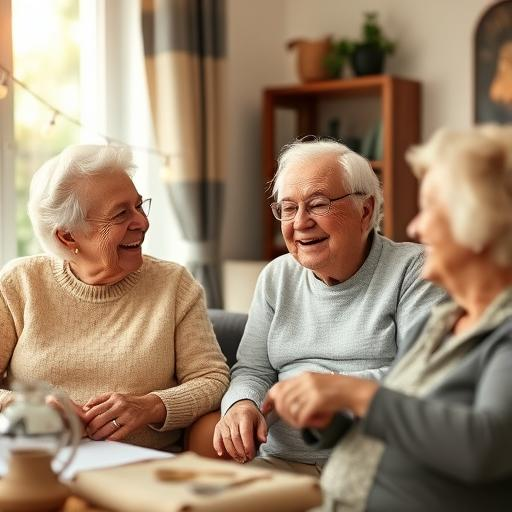 seniors happy in assisted living facility