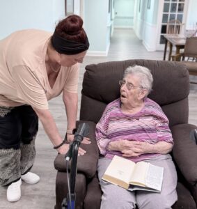 Caregiver and resident at Shepherd of Sterling assisted living and memory care in Sterling, IL